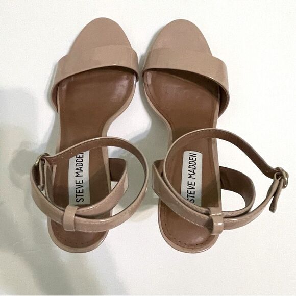 Steve Madden Open Toe Ankle Strap Heels Size 6.5 Patent - Picture 11 of 12